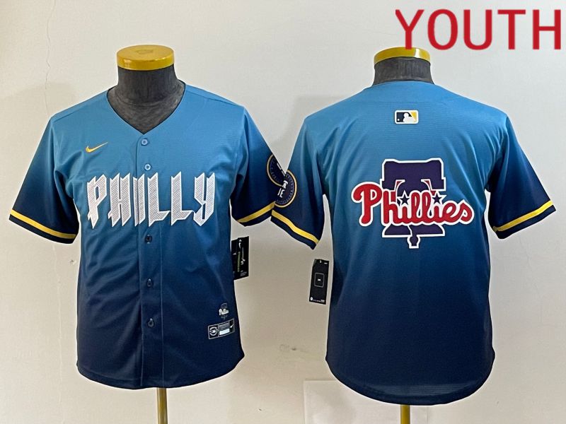 Youth Philadelphia Phillies Blank Blue City Edition Nike 2024 MLB Jersey style 3->->Youth Jersey